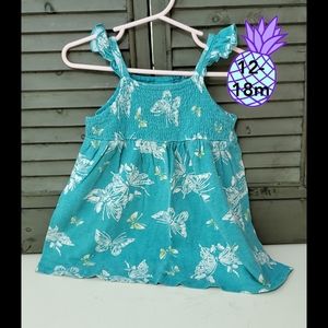 old Navy 12-18mo blue butterfly flutter tank dress